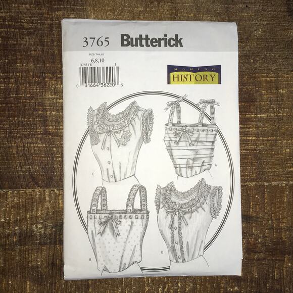 Butterick Sewing Pattern 3765 Misses Costume Making History Camisole 6-10 UNCUT - Picture 1 of 2